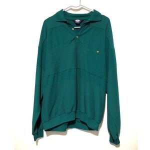 Vintage Knights Bridge Mens Green Ribbed Long Sleeve Polo Shirt Large Retro 90s